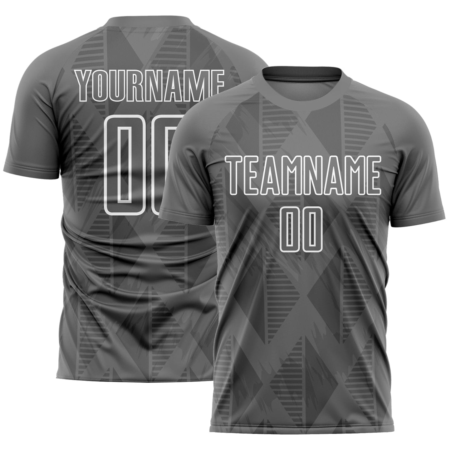 Custom Gray White Geometric Shapes Sublimation Soccer Uniform Jersey