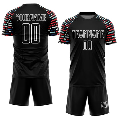 Custom Black White Geometric Shapes Sublimation Soccer Uniform Jersey