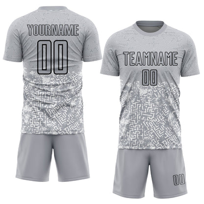 Custom Gray Black Geometric Shapes Sublimation Soccer Uniform Jersey