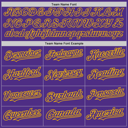 Custom Purple Gold Pinstripe Gold Two-Button Unisex Softball Jersey