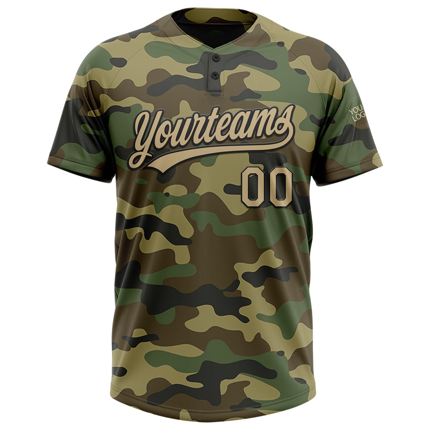 Custom Camo Vegas Gold-Black Salute To Service Two-Button Unisex Softball Jersey