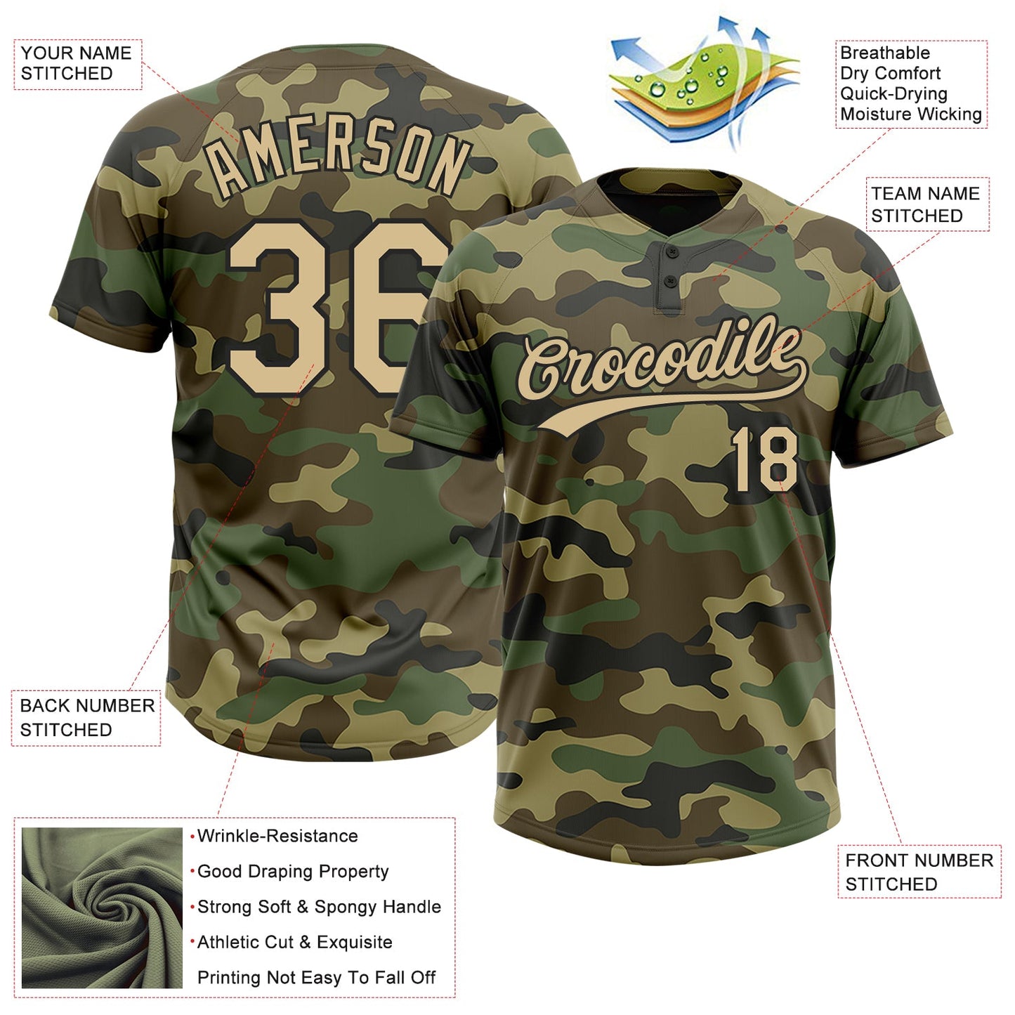 Custom Camo Vegas Gold-Black Salute To Service Two-Button Unisex Softball Jersey