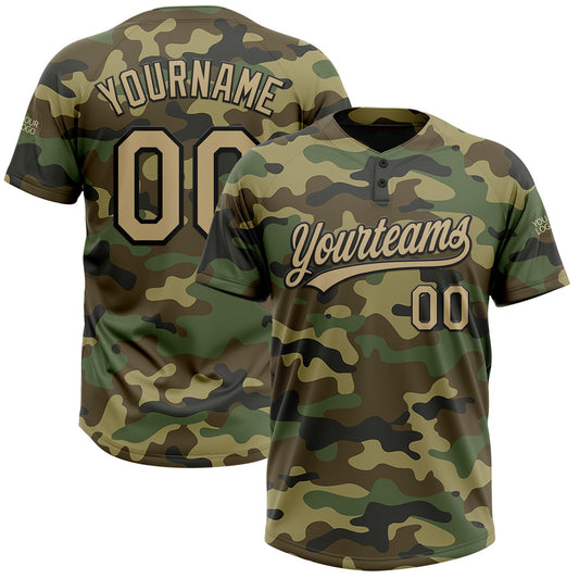 Custom Camo Vegas Gold-Black Salute To Service Two-Button Unisex Softball Jersey