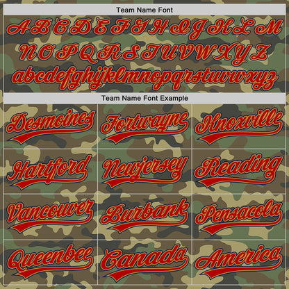 Custom Camo Red Old Gold-Navy Salute To Service Two-Button Unisex Softball Jersey