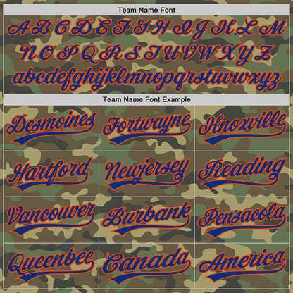 Custom Camo Royal-Orange Salute To Service Two-Button Unisex Softball Jersey