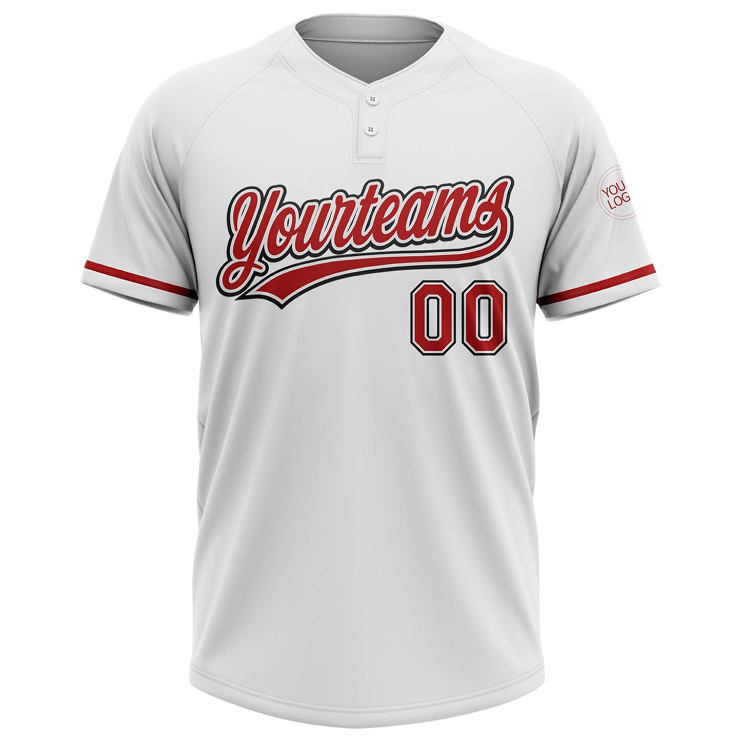 Custom White Red-Black Two-Button Unisex Softball Jersey