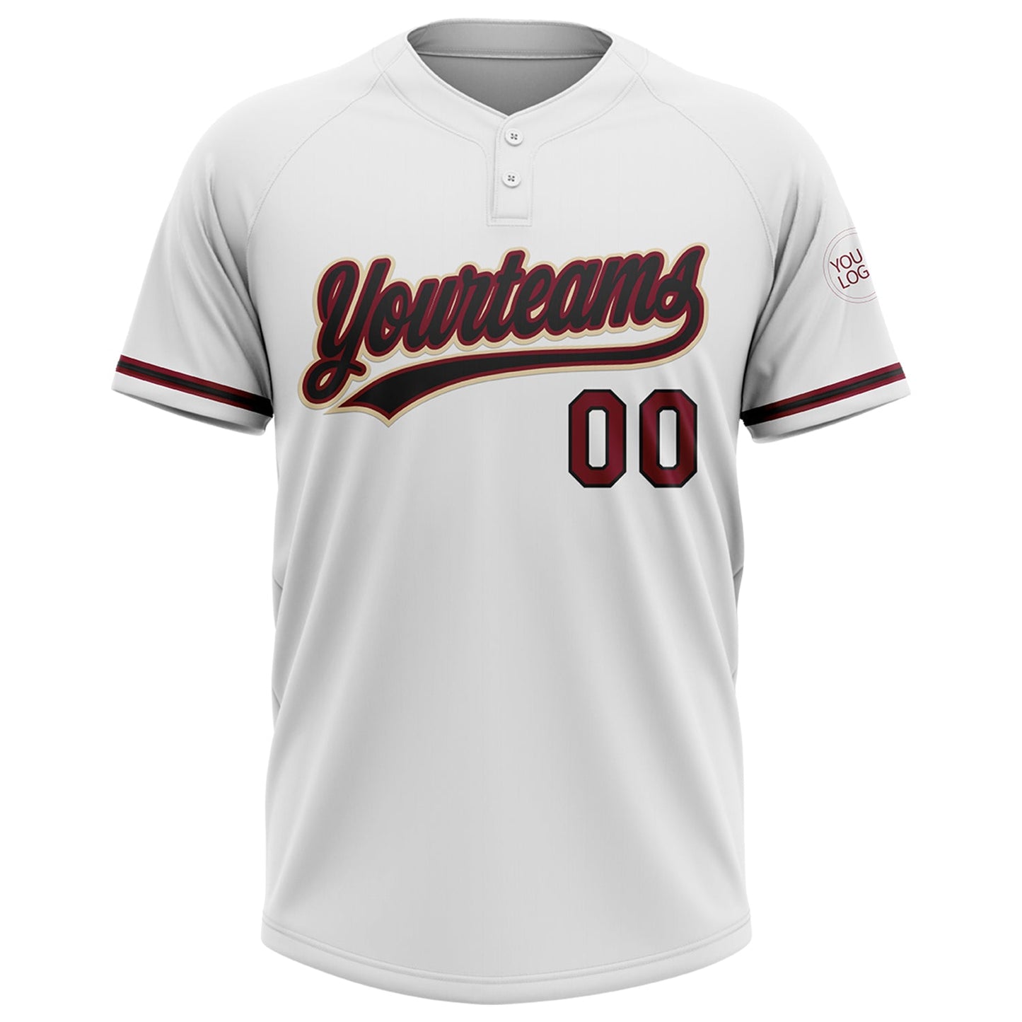 Custom White Black Crimson-Cream Two-Button Unisex Softball Jersey