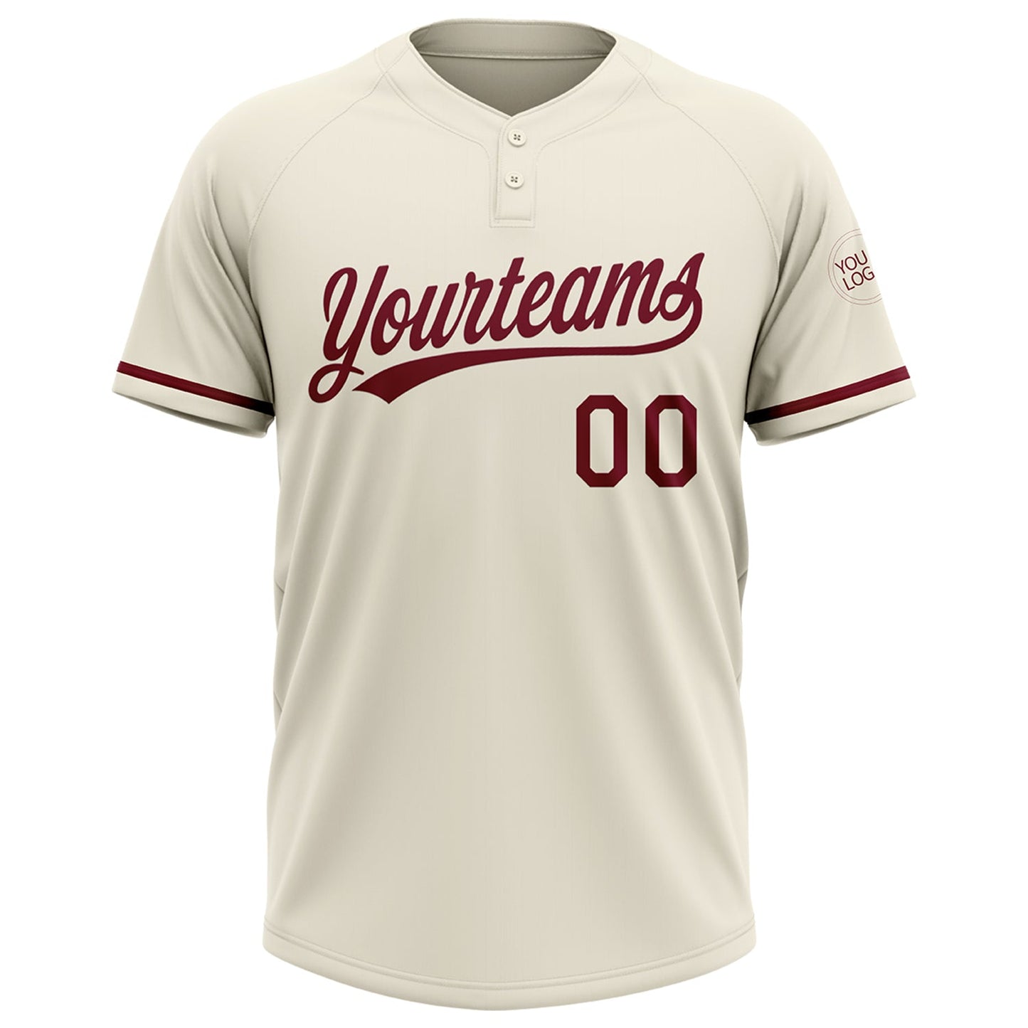 Custom Cream Crimson Two-Button Unisex Softball Jersey