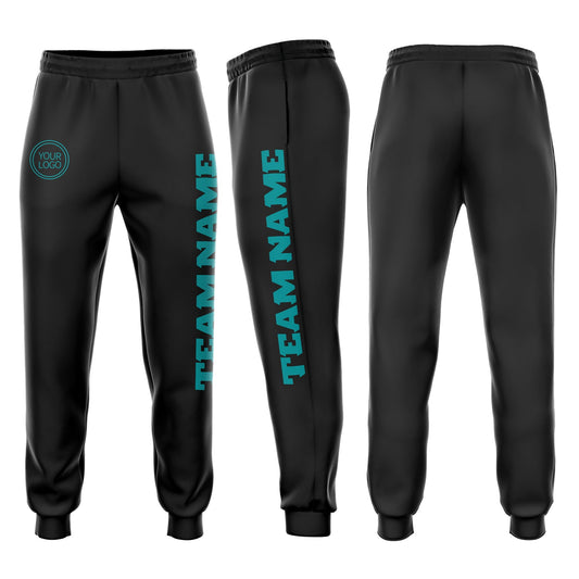 Custom Black Aqua Fleece Jogger Sweatpants