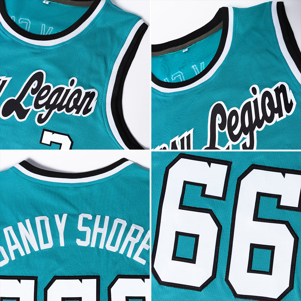 Custom Teal White-Orange Authentic Throwback Basketball Jersey