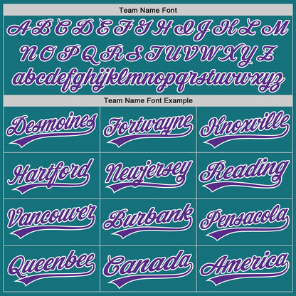 Custom Teal Purple-White Authentic Baseball Jersey