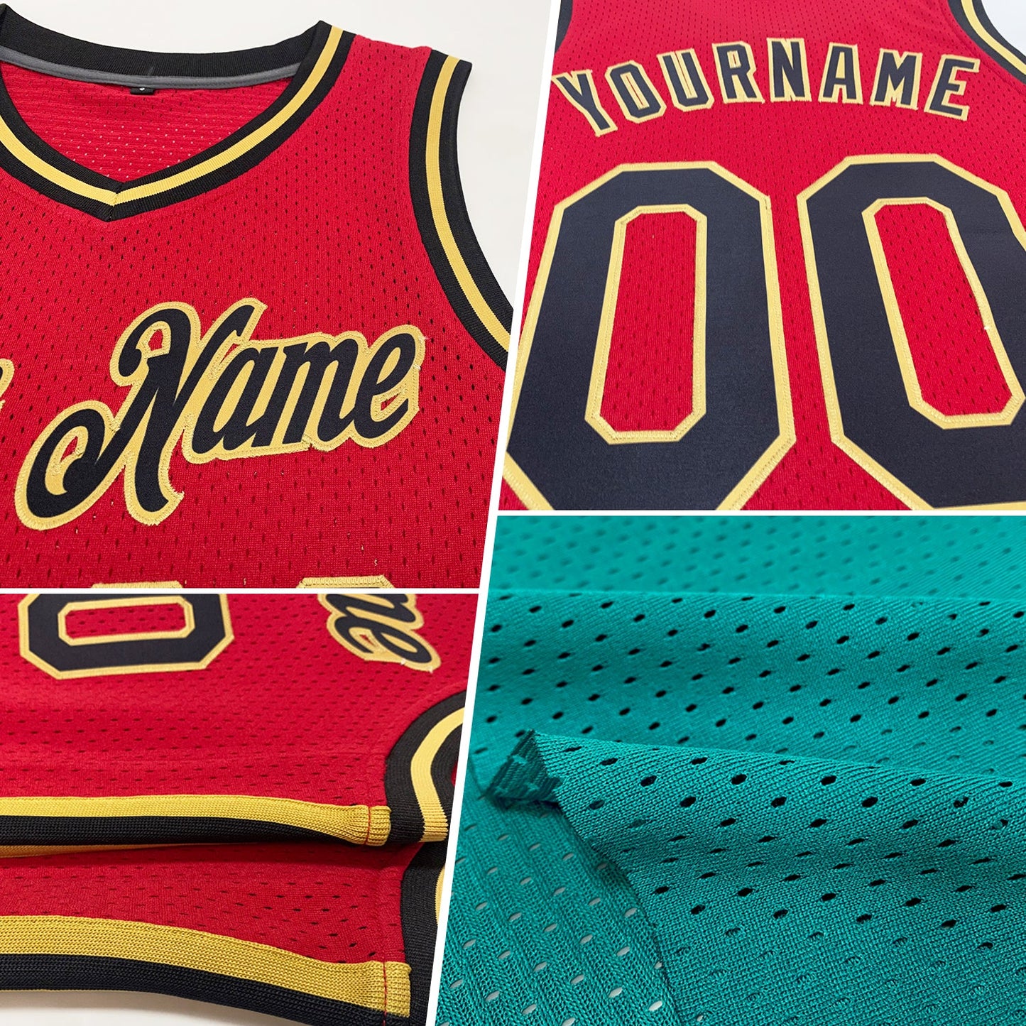 Custom Teal Black-Gold Authentic Throwback Basketball Jersey