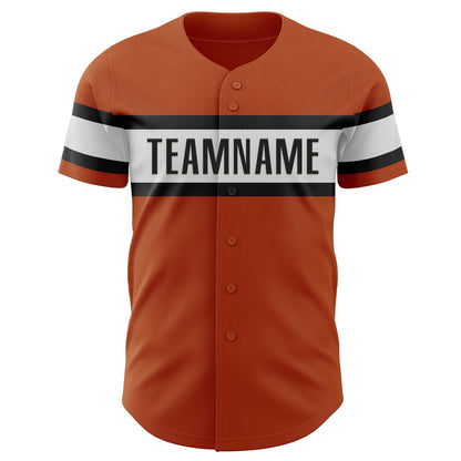 Custom Texas Orange White-Black Authentic Baseball Jersey