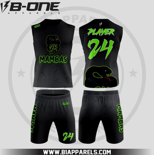 Mambas Black Gray 7v7 Uniform with out hood