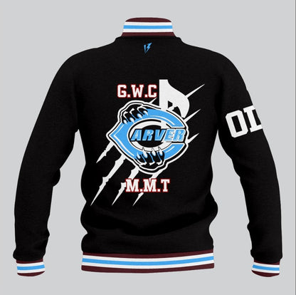 Carvest Black Varsity Jacket Sublimation Made by SRJ