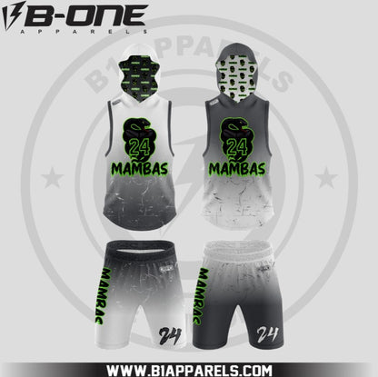 Mambas Elite 7v7 Player Package – Home & Away Hooded Uniforms, Warm-Up Suit (No Hood), Backpack, Soft Helmet, Gloves & Flag Belt