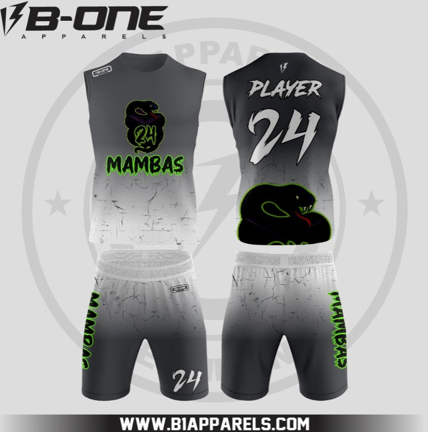 Mambas 7v7 Gray & White  Less Hood Uniform