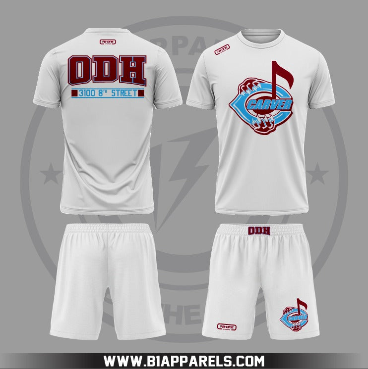 CARVER Custom White Jersey and Shorts Uniform Set | B1 APPARELS