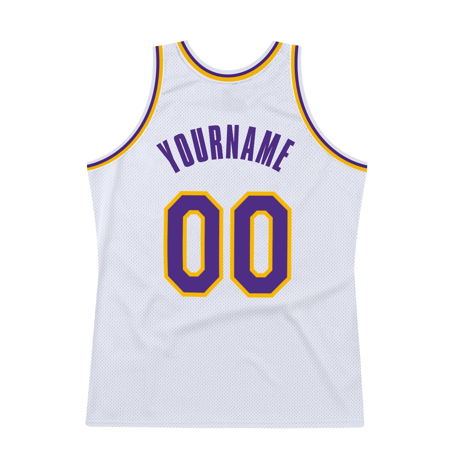 Custom White Purple-Gold Authentic Throwback Basketball Jersey