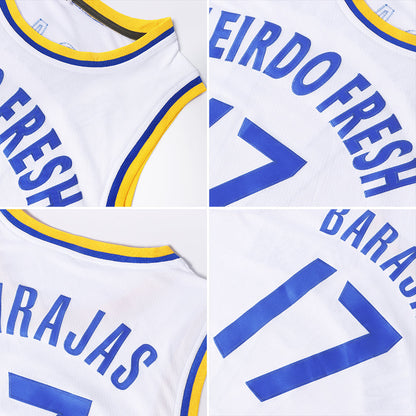 Custom White Royal-Red Authentic Throwback Basketball Jersey