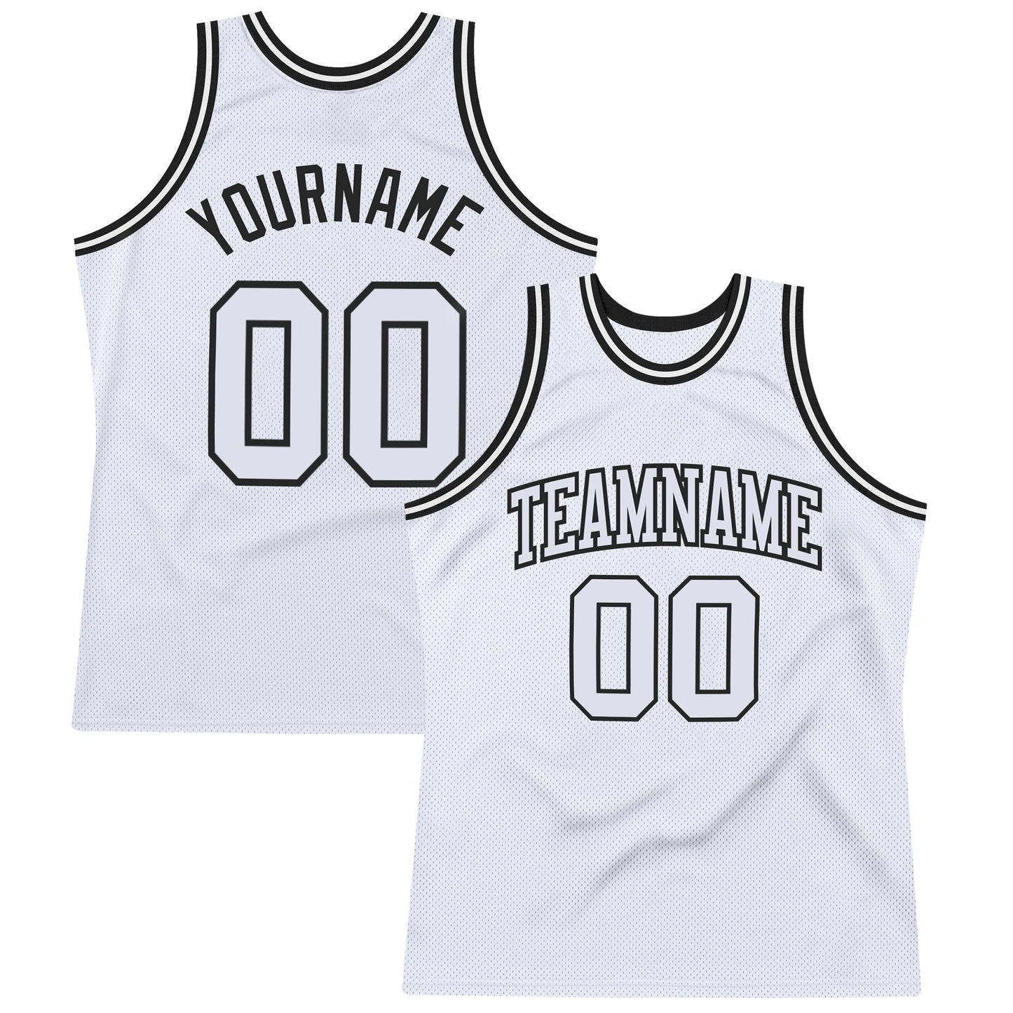 Custom White White-Black Authentic Throwback Basketball Jersey