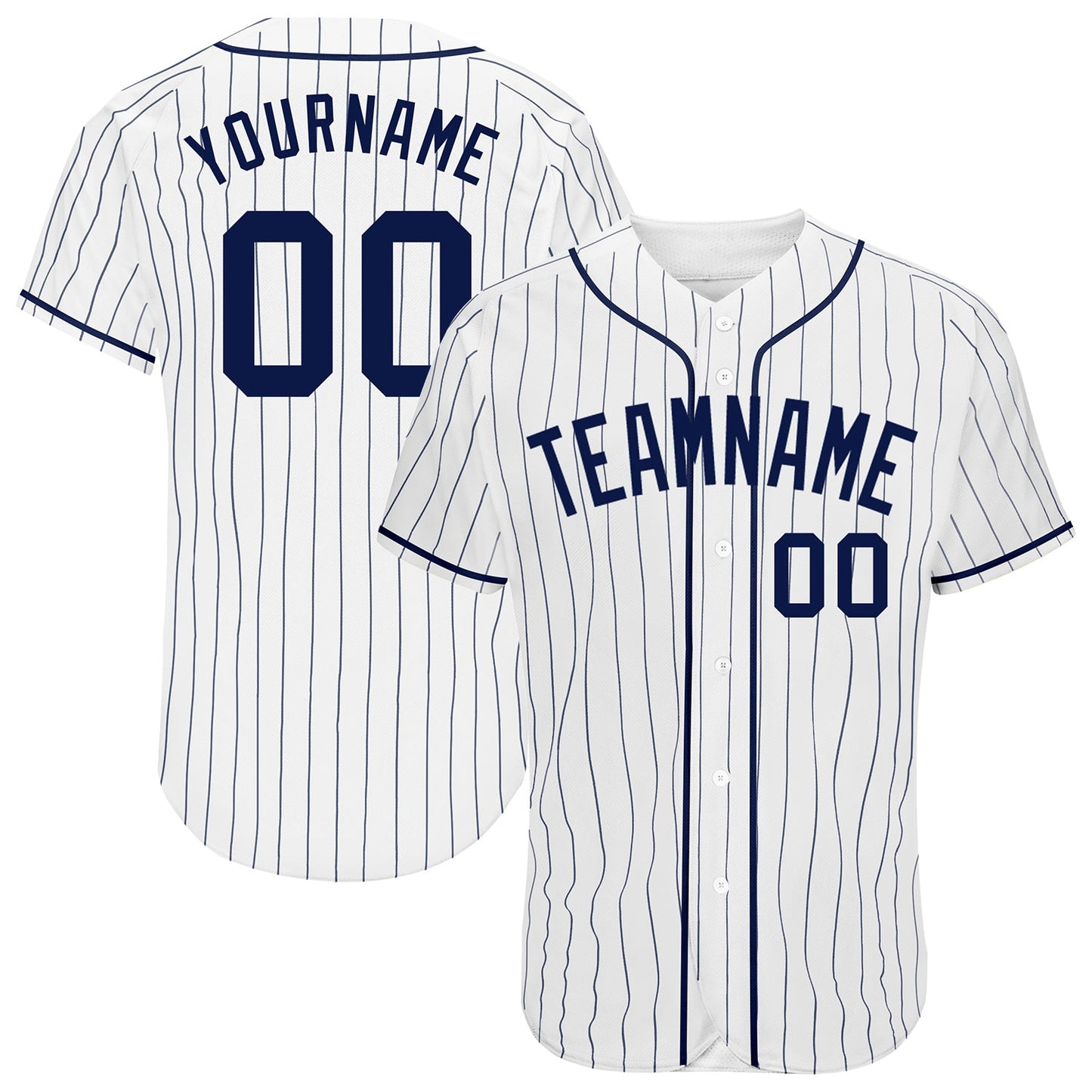 Custom White Navy Pinstripe Navy Authentic Baseball Jersey