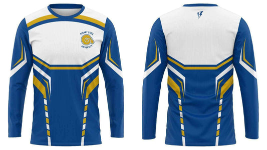 long sleeve blue shirt albany state