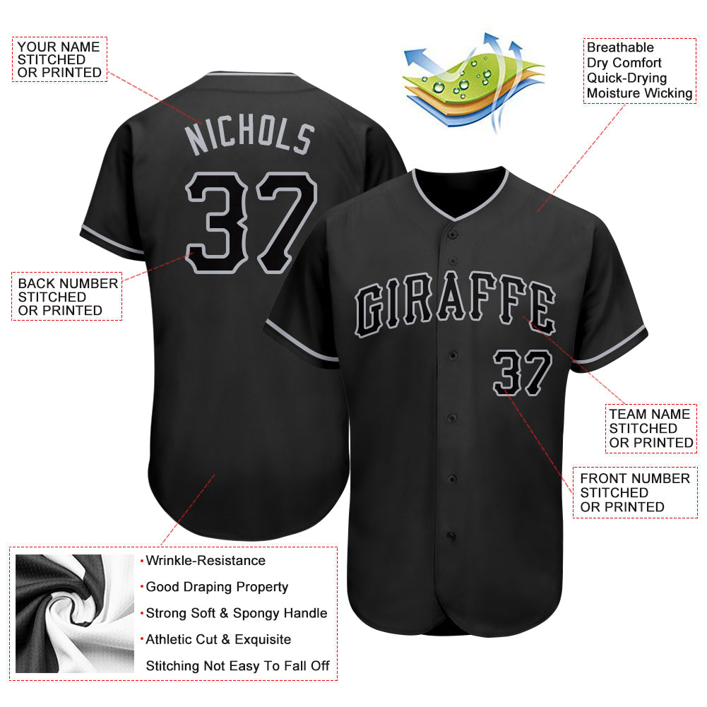 Custom Black Black-Gray Authentic Softball Jersey