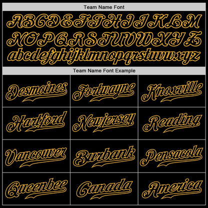 Custom Black Black-Gold Authentic Softball Jersey