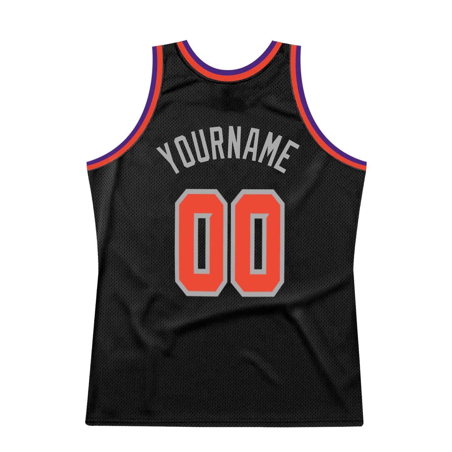 Custom Black Orange-Gray Authentic Throwback Basketball Jersey