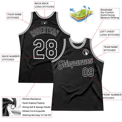 Custom Black Black-Gray Authentic Throwback Basketball Jersey