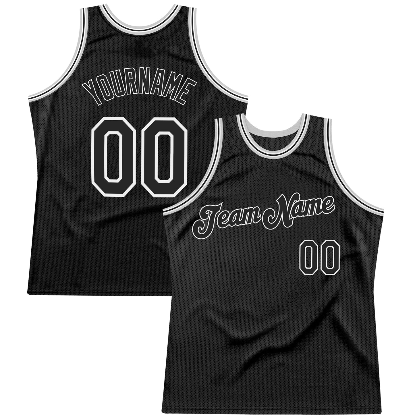 Custom Black Black-Gray Authentic Throwback Basketball Jersey