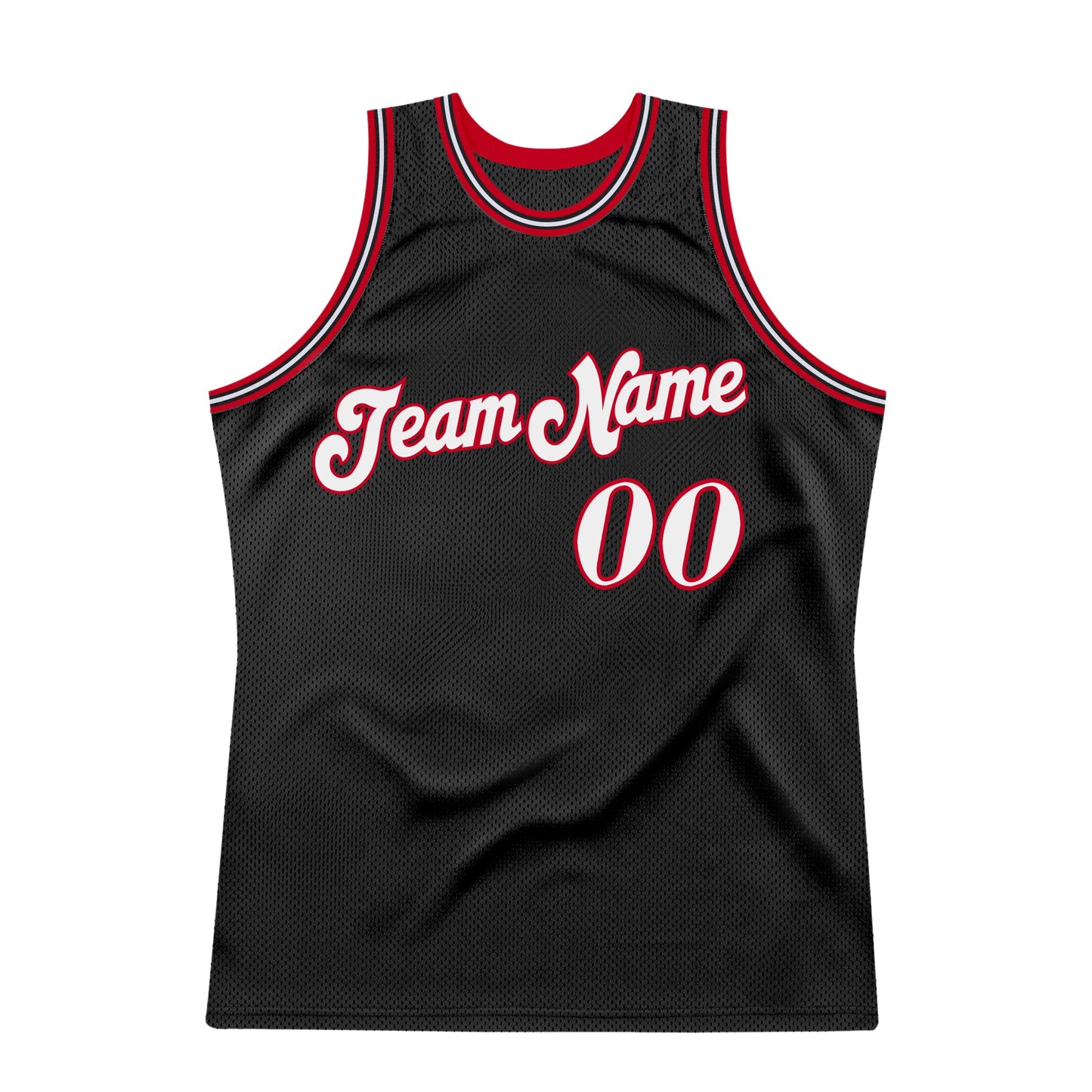 Custom Black White-Red Authentic Throwback Basketball Jersey