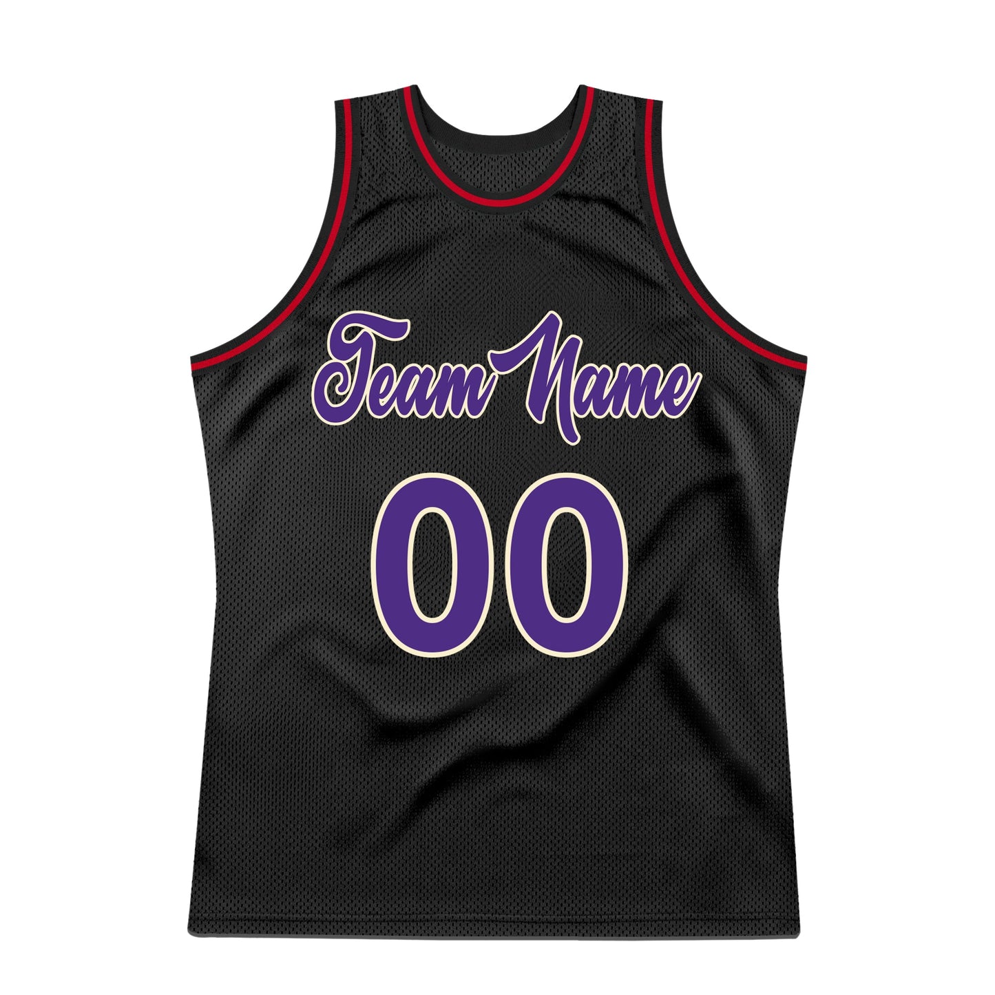 Custom Black Purple-Red Authentic Throwback Basketball Jersey