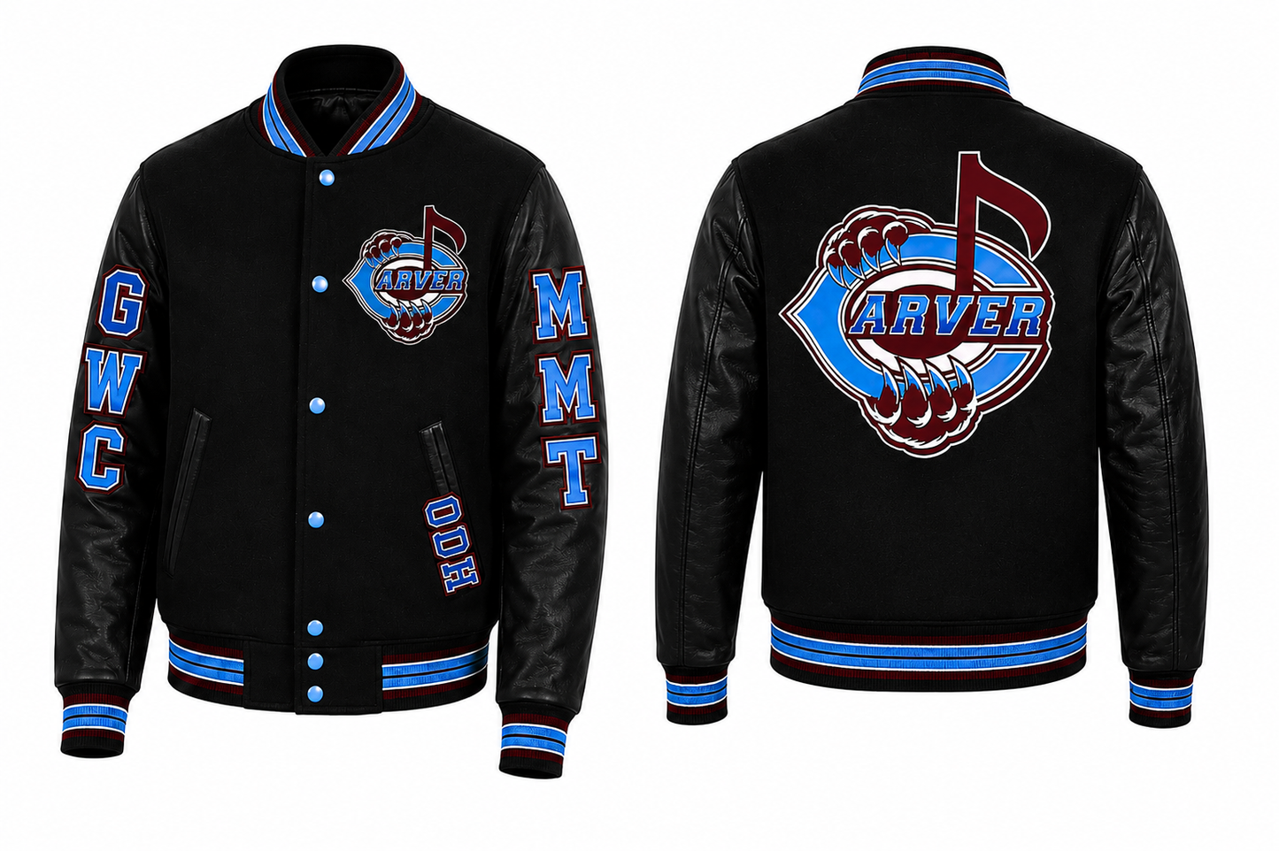 Carver Varisty Jacket logo embroidery wool body and sleeve