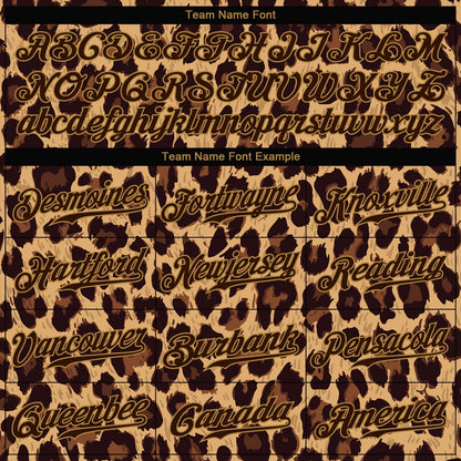 Custom Brown Brown-Old Gold 3D Pattern Leopard Authentic Softball Jersey