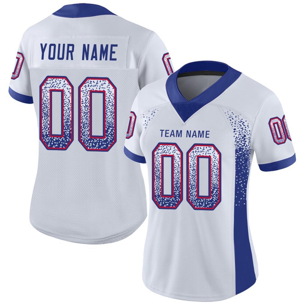 Custom White Royal-Red Mesh Drift Fashion Football Jersey