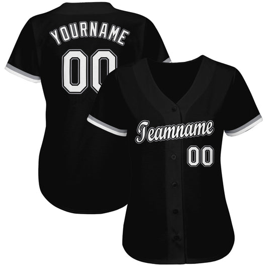 Custom Black White-Gray Softball Jersey