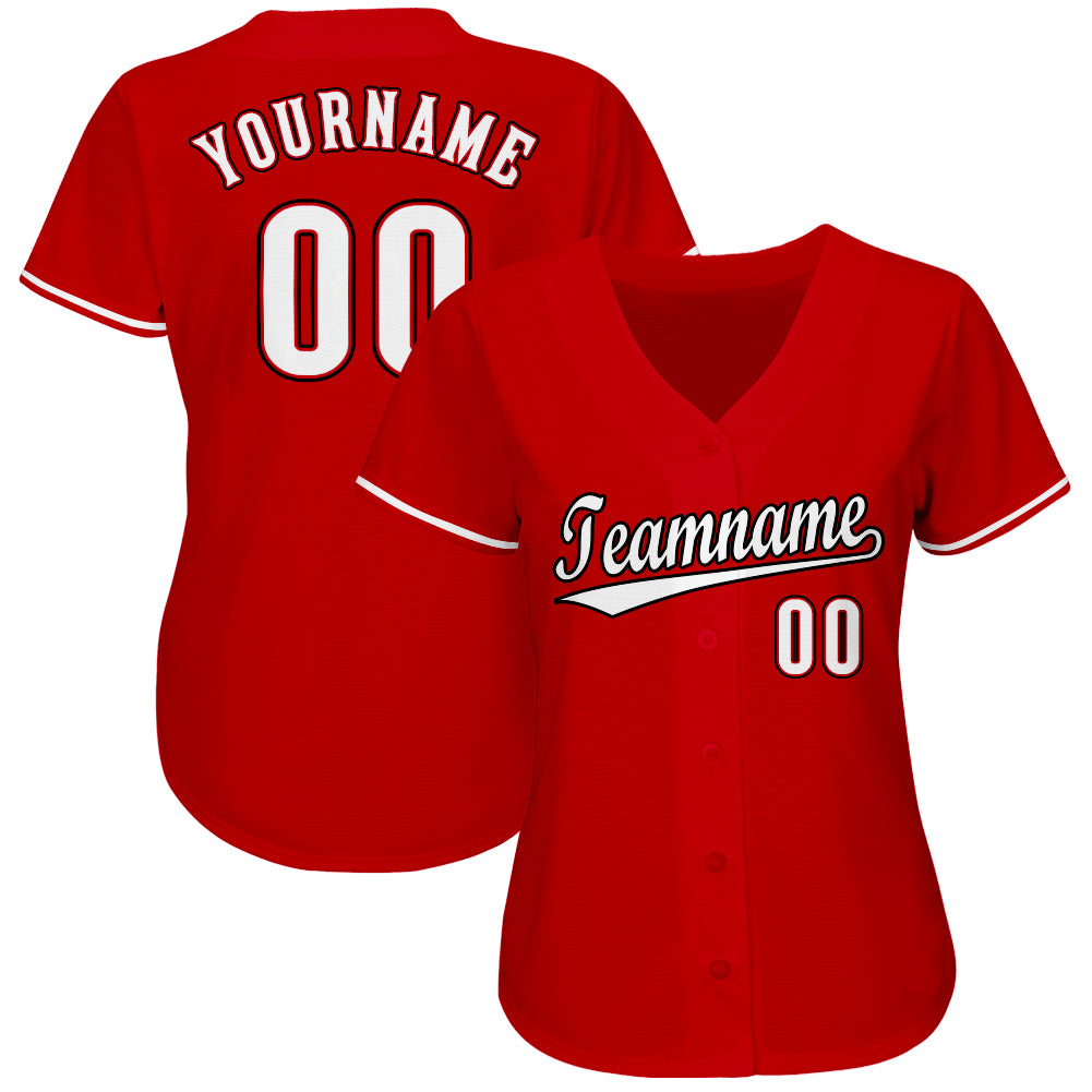 Custom Red White-Black Softball Jersey