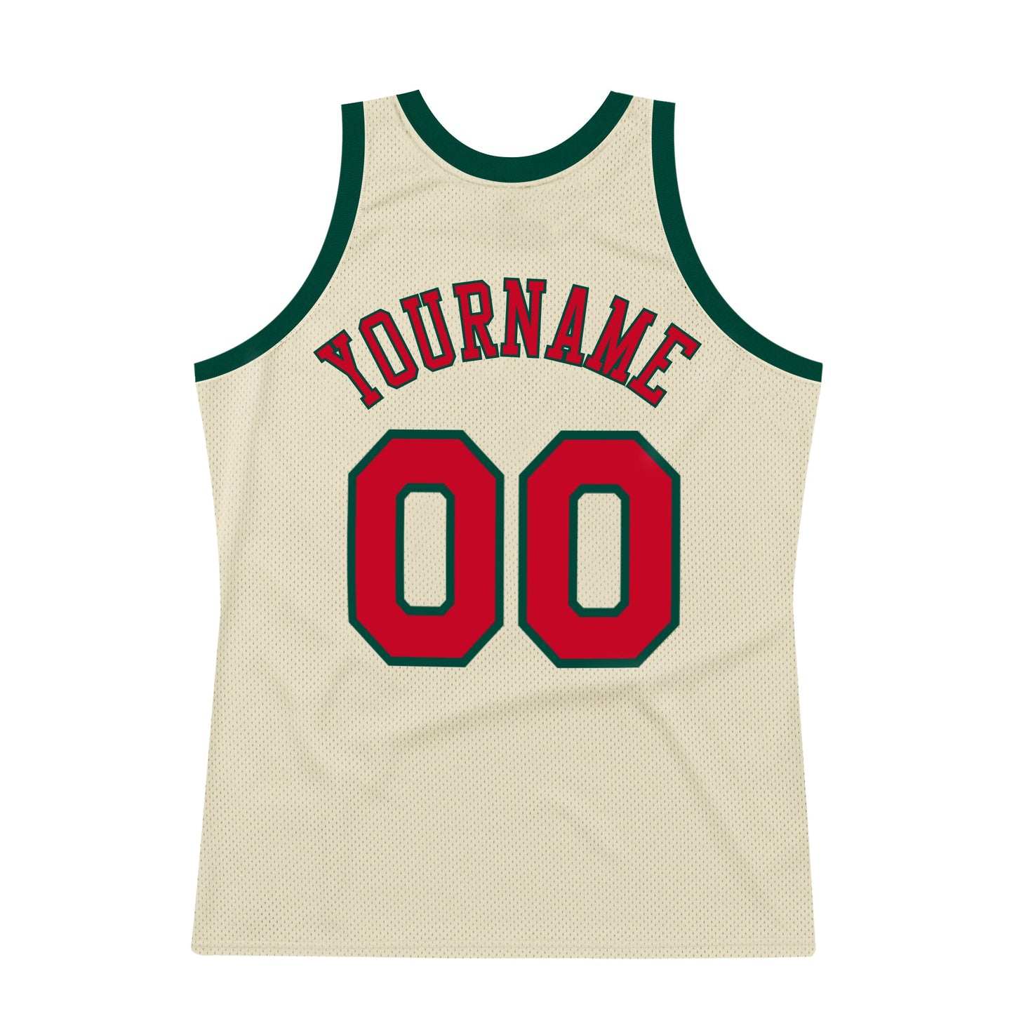 Custom Cream Red-Hunter Green Authentic Throwback Basketball Jersey