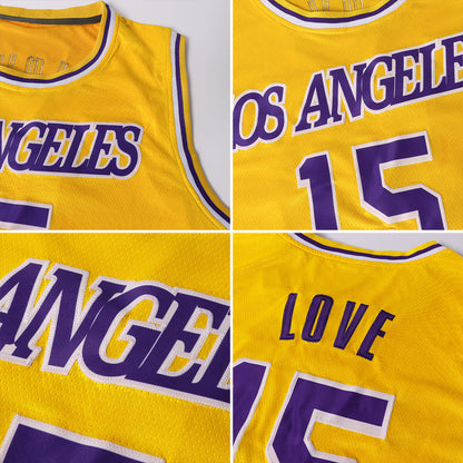 Custom Gold White-Navy Authentic Throwback Basketball Jersey