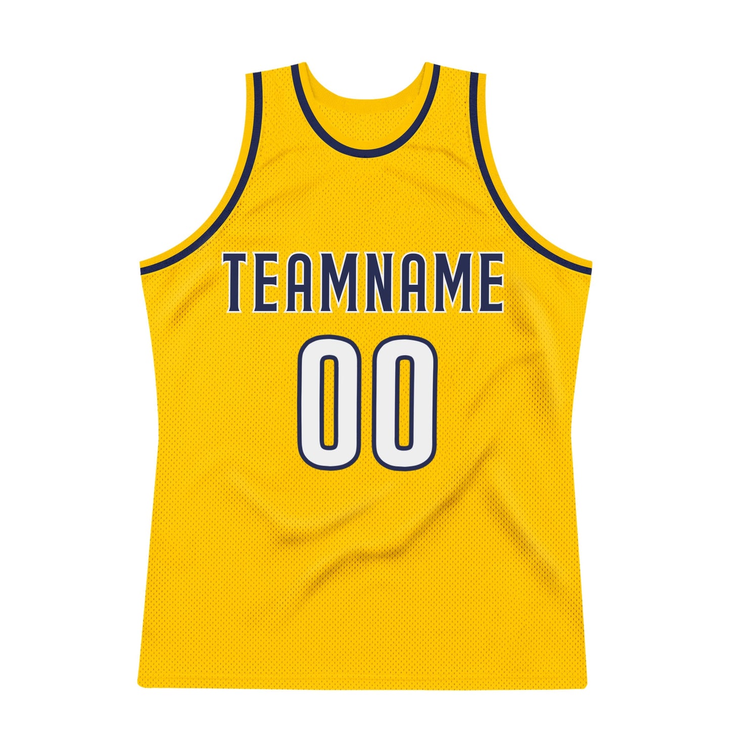 Custom Gold White-Navy Authentic Throwback Basketball Jersey