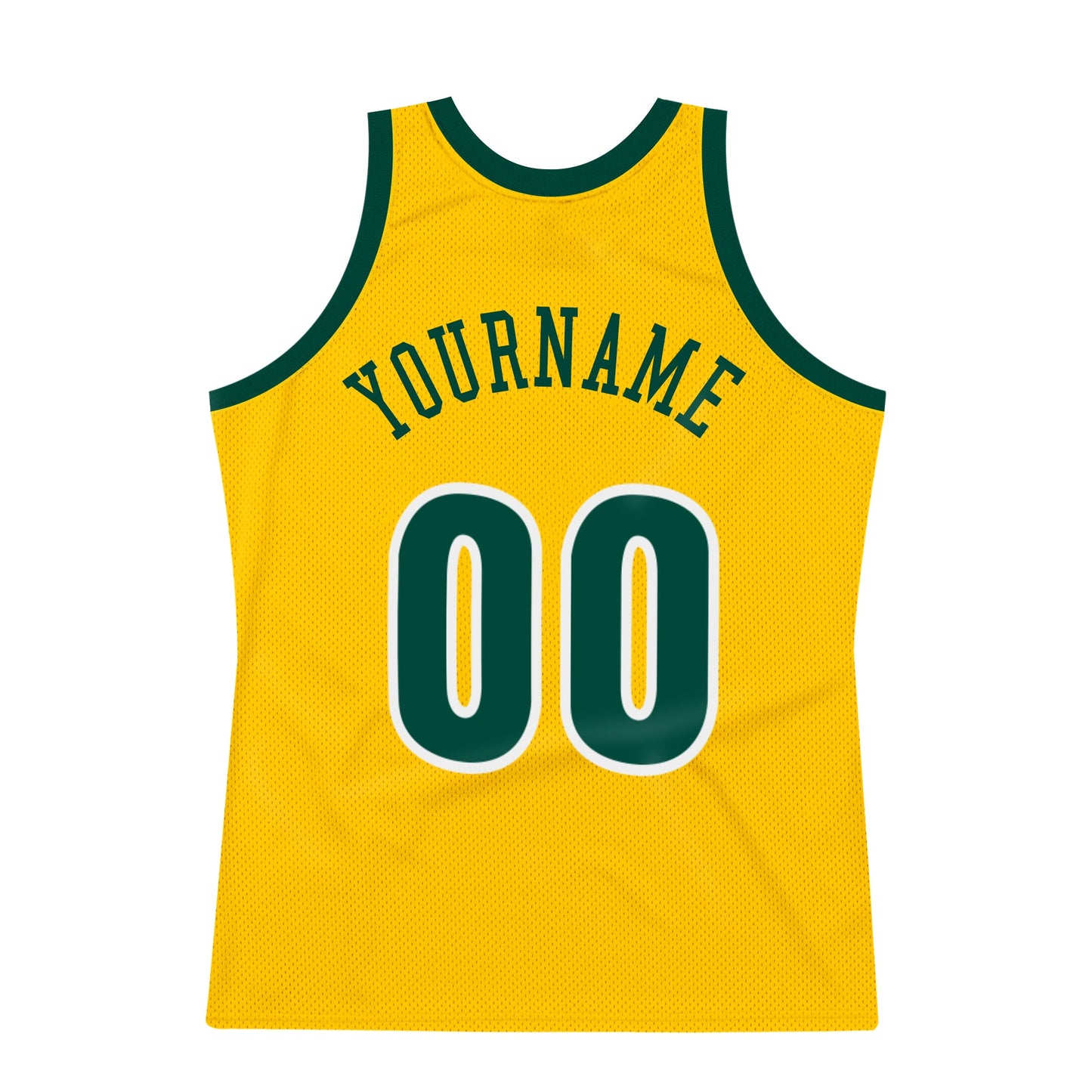 Custom Gold Hunter Green-White Authentic Throwback Basketball Jersey