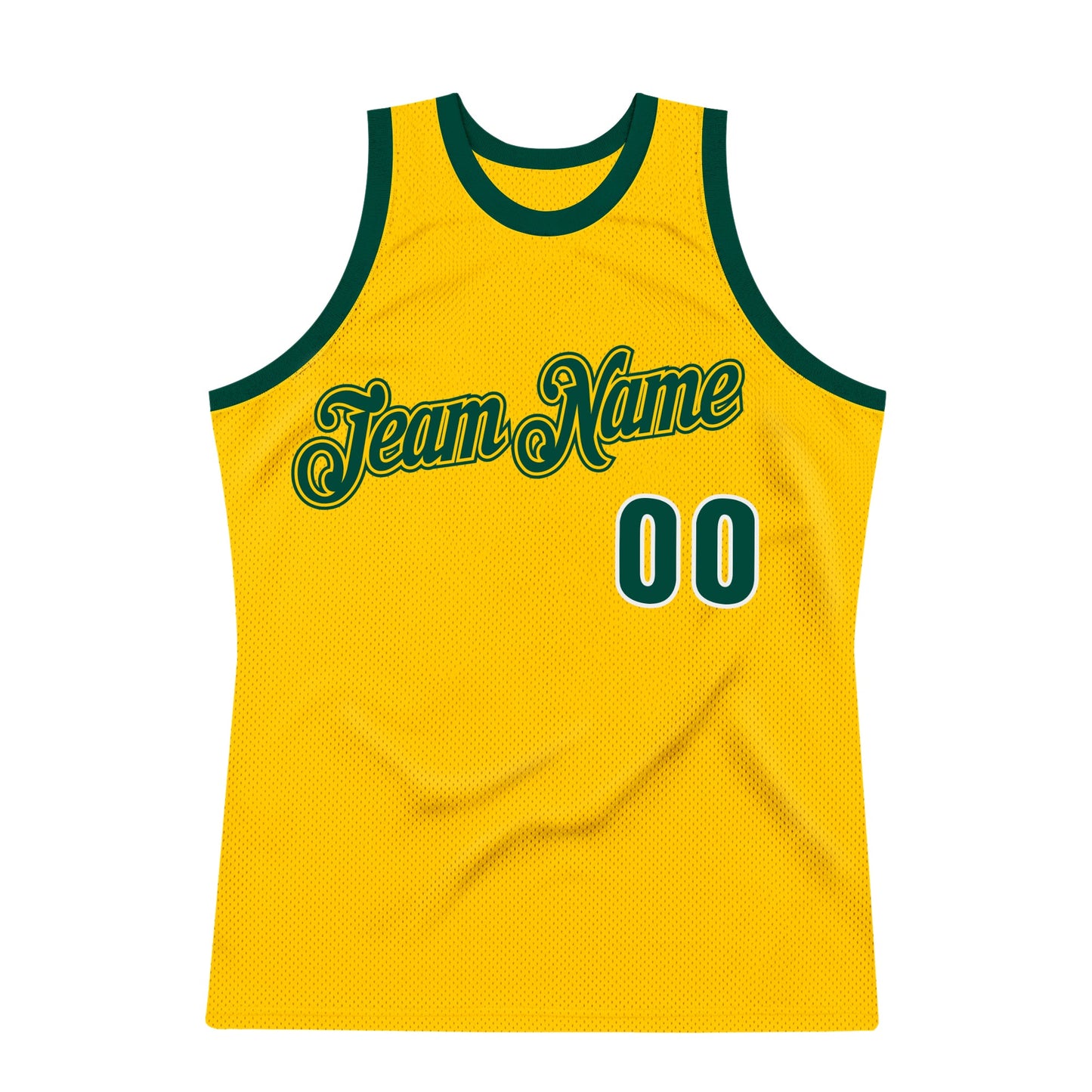 Custom Gold Hunter Green-White Authentic Throwback Basketball Jersey