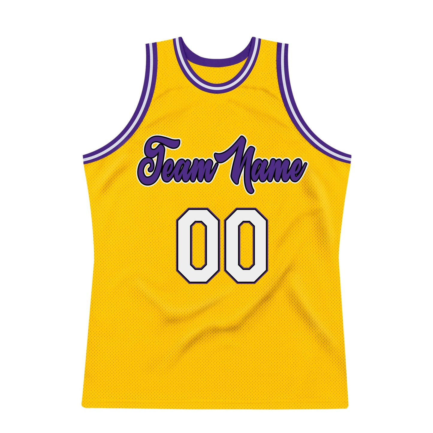 Custom Gold White-Purple Authentic Throwback Basketball Jersey