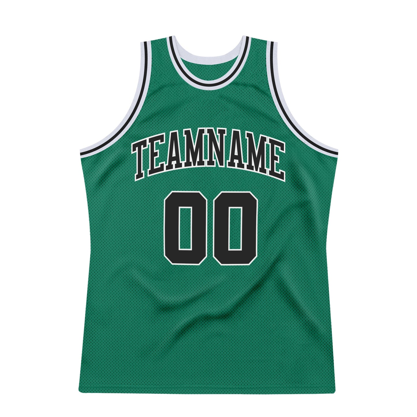 Custom Kelly Green Black-White Authentic Throwback Basketball Jersey