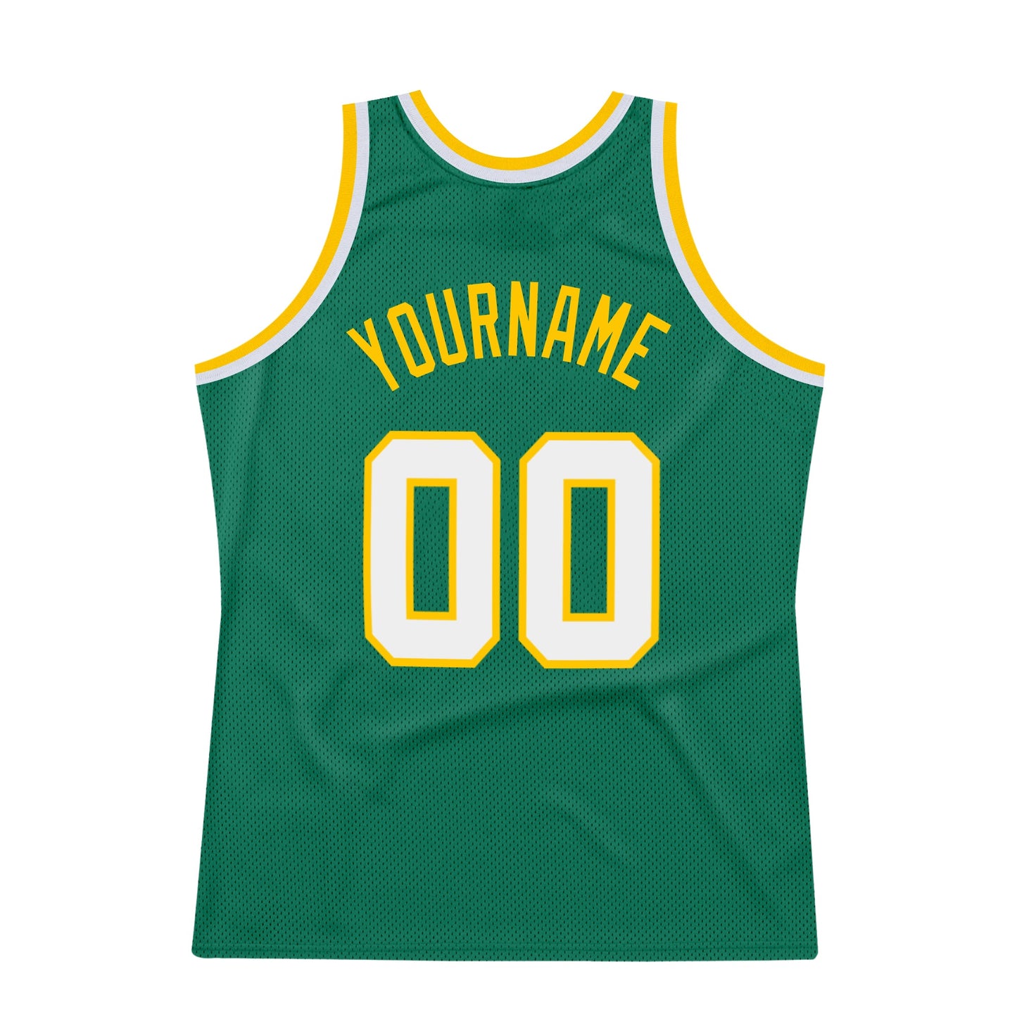 Custom Kelly Green White-Gold Authentic Throwback Basketball Jersey