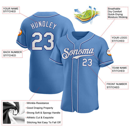 Custom Light Blue White-Royal Authentic Softball Jersey