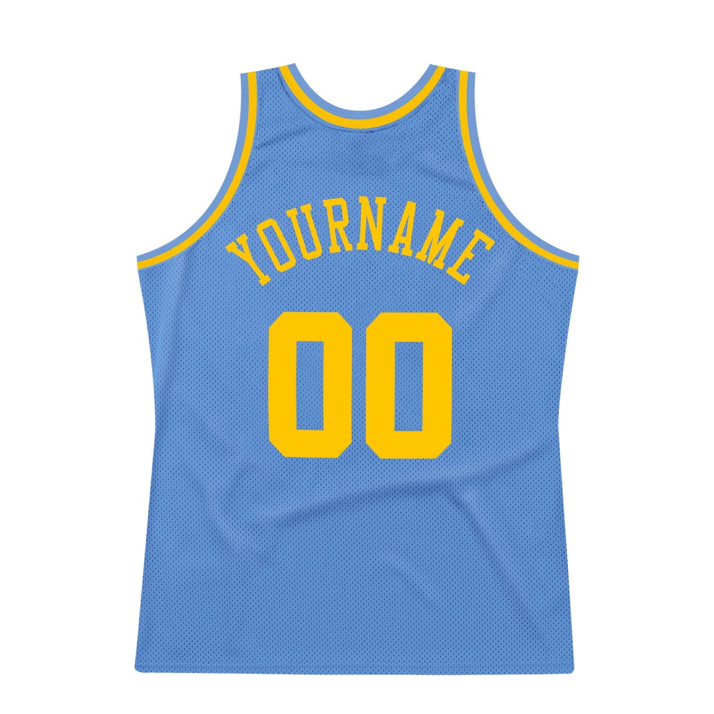 Custom Light Blue Gold Authentic Throwback Basketball Jersey