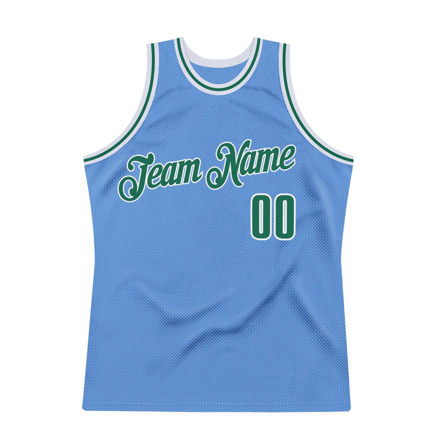 Custom Light Blue Kelly Green-White Authentic Throwback Basketball Jersey